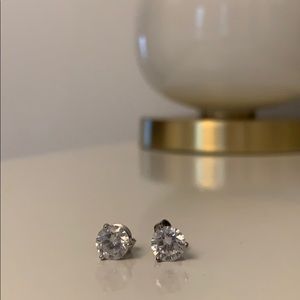 Sterling silver CZ solitaire stud earrings
